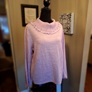 J. Jill Women's Pinkish lavender Sweater fringe cowl neck xl